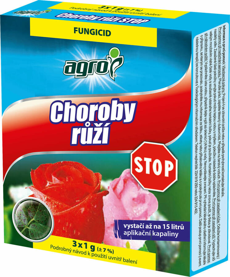 Fungicid k ochraně proti houbovým chorobám růží - Choroby růží STOP AGRO 3x1 g